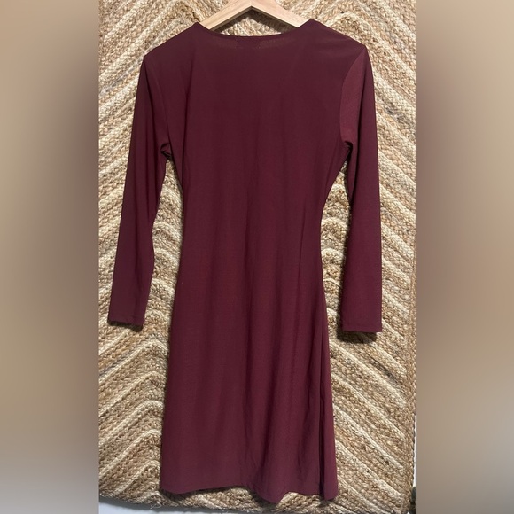 Leith Women's Maroon Red Ruched Long Sleeve Dress,V Neck,Size S, Great Condition - Picture 4 of 10